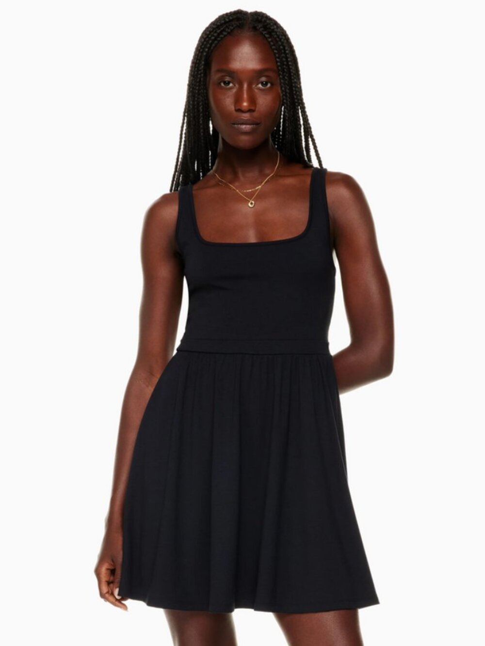 Aritzia Wilfred "Market" Black Scoop Neck Sleeveless Mini Dress